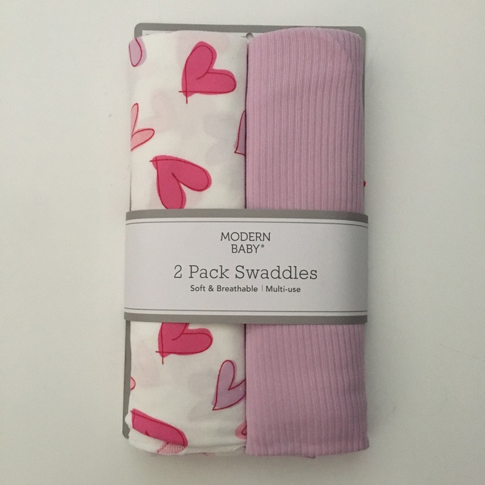 NEW Soft Baby Blankets Newborn  (0-3M) Valentines Pink Hearts | Modern Baby